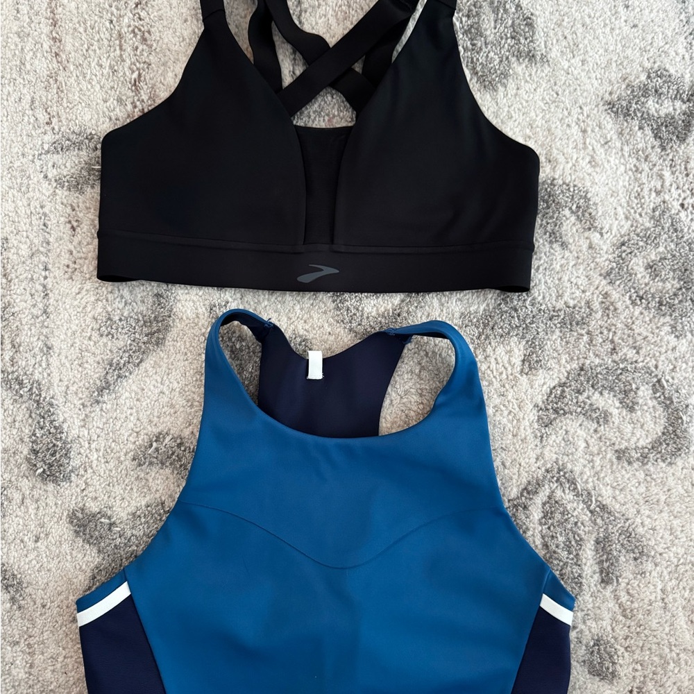 Brooks Black and Blue Sports Bras for High Impact